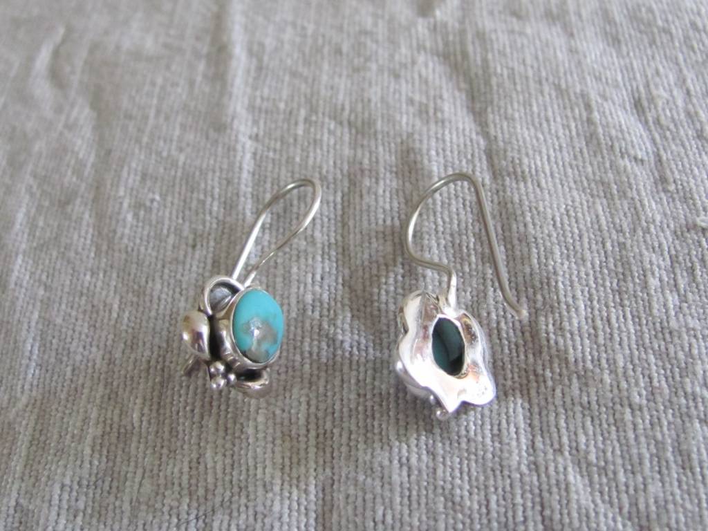 Earring silver with  Persian turquoise  dormeuse