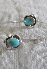 Earring silver with  Persian turquoise  dormeuse