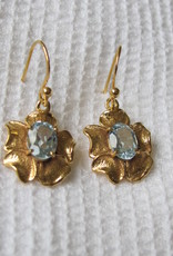 Earring  gold plating on silver with blue topas