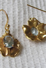 Earring  gold plating on silver with blue topas