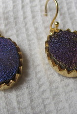 Earring  gold plating on silver with druz quarts