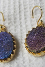 Earring  gold plating on silver with druz quarts