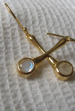 Earring  gold plating on silver with rainbow moonstone