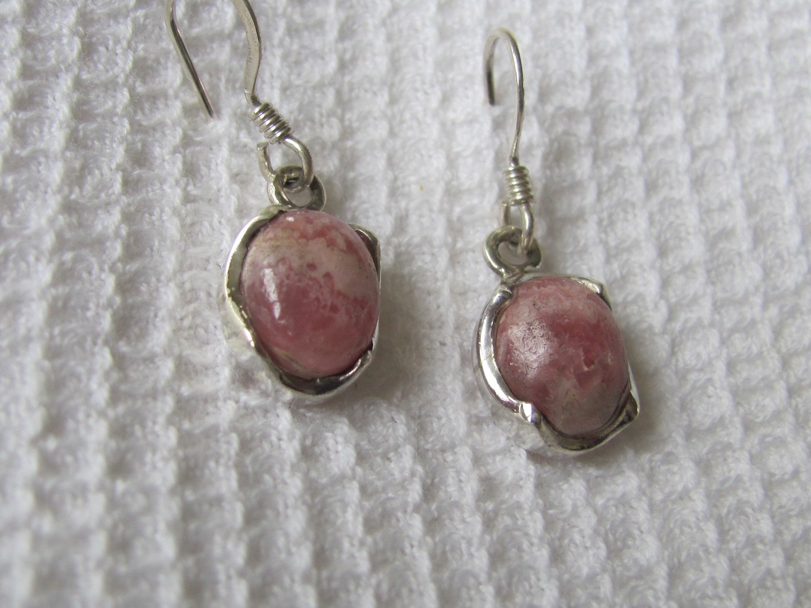 Earring silver with  rhodocrosite