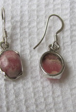 Earring silver with  rhodocrosite