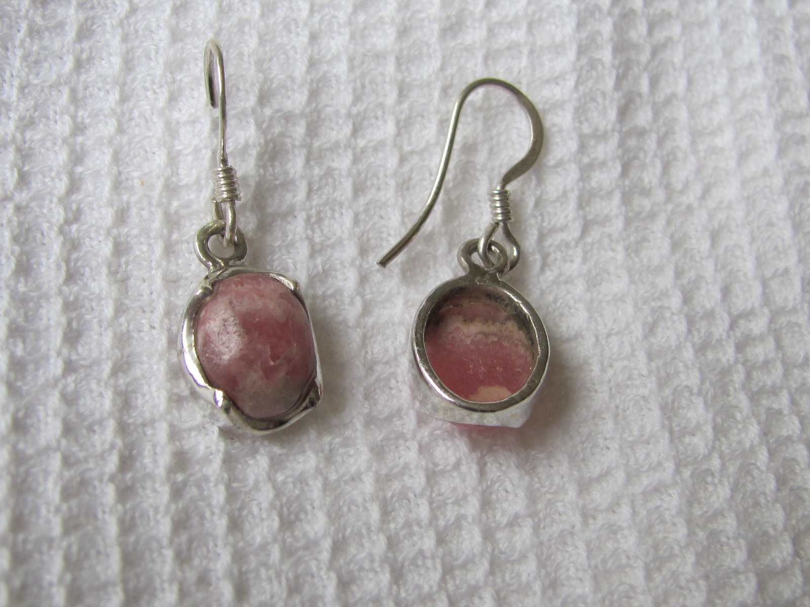 Earring silver with  rhodocrosite