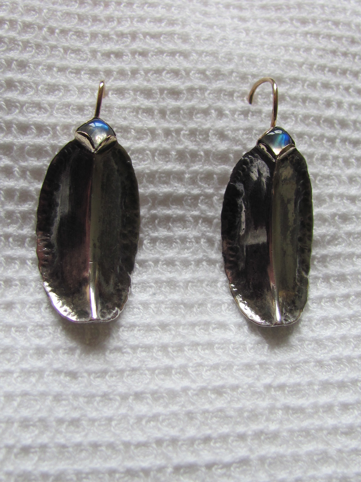 Earring artistic style with labradorite