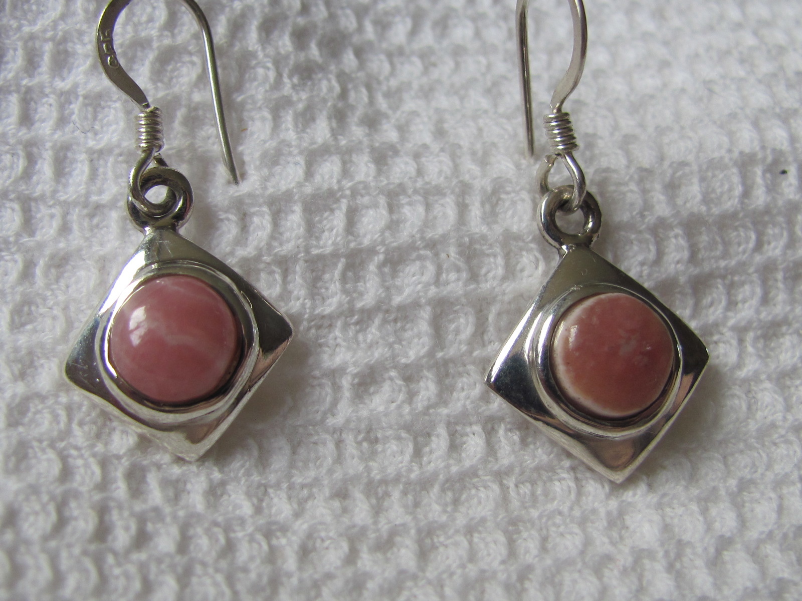 Earring silver with  rhodocrosite