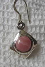 Zilver oorbel  met  rhodocrosiet