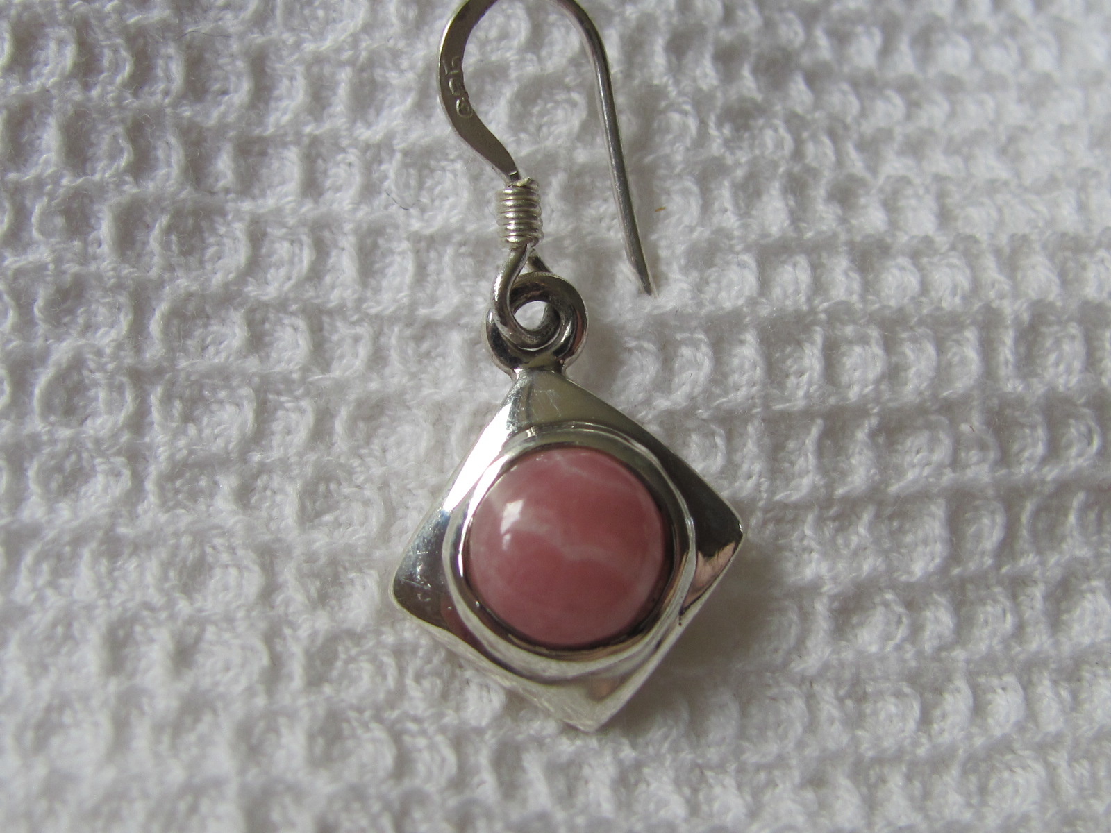 Earring silver with  rhodocrosite