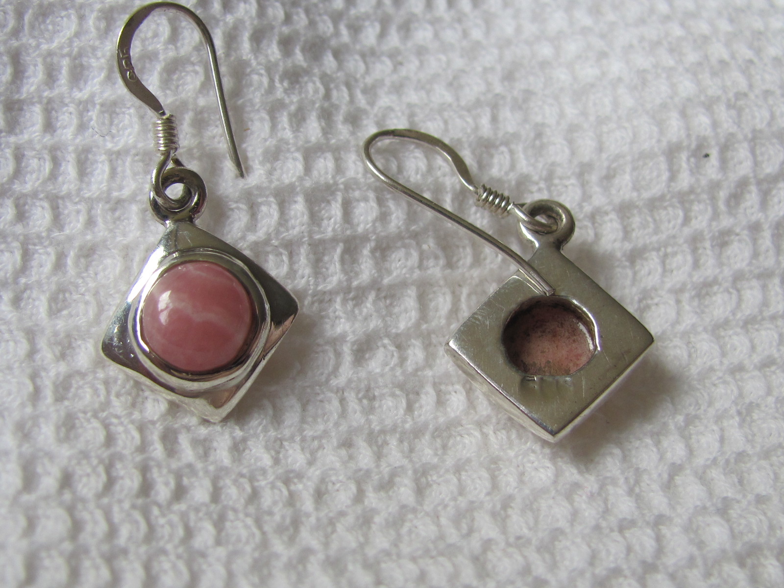Earring silver with  rhodocrosite