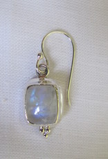 Earring silver with cabouchon cut  rainbow moonstone