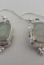 Earring silver with cabouchon cut  rainbow moonstone