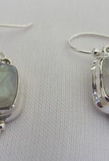Earring silver with cabouchon cut  rainbow moonstone