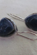 Earring silver with cabouchon  lapis lazuli stone