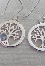 Earring silver tree of life with blue topas