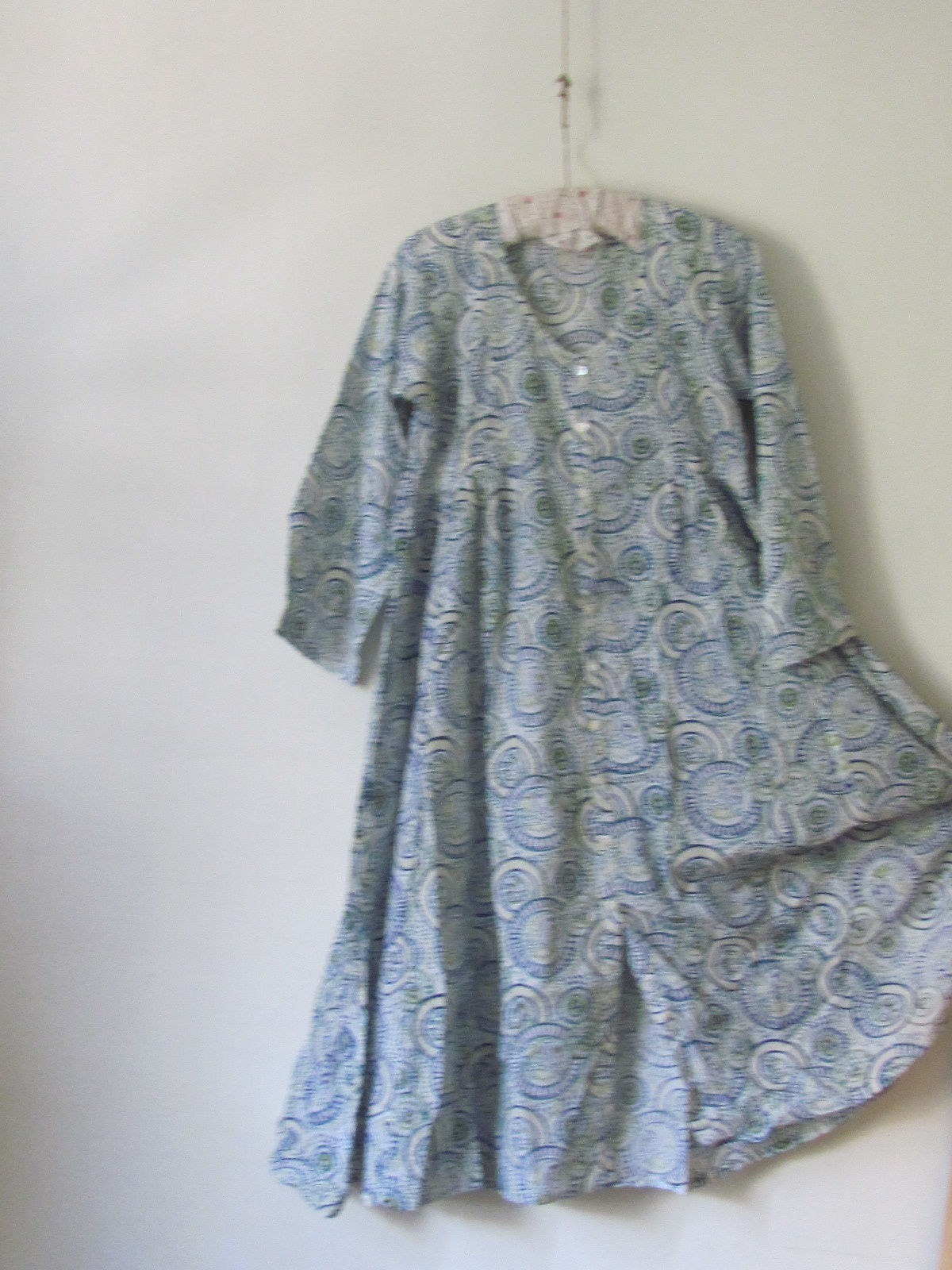 Block print (over) dress full skirt and thin cotton