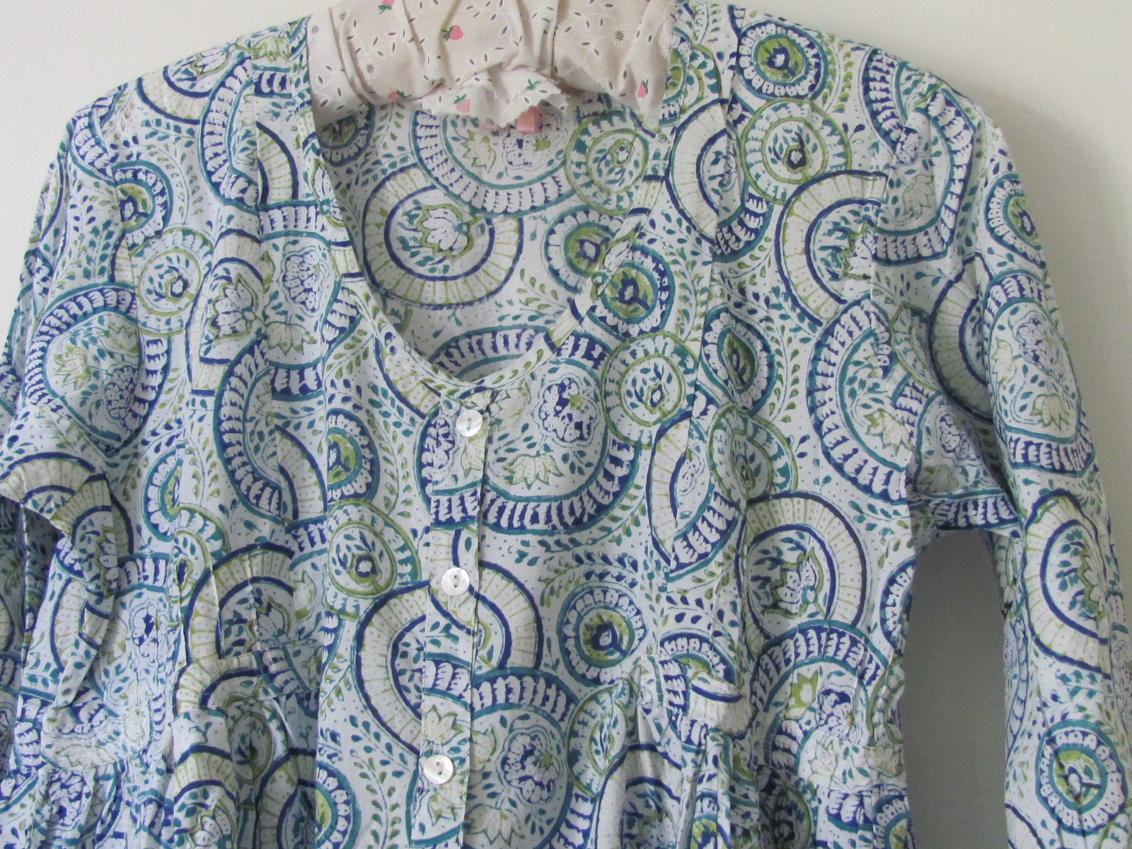 Block print (over) dress full skirt and thin cotton