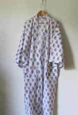 Kimono, dressing gown hand printed with vegetable dyes