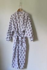 Kimono, dressing gown hand printed with vegetable dyes