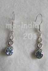 Earring silver with blue topas