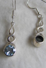 Earring silver with blue topas