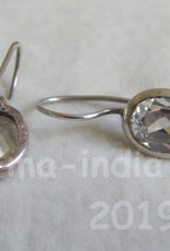 Silver earring,  dormeuse  model  with oval zircon