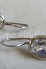 Silver earring,  dormeuse  model  with oval zircon
