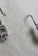 Earring   silver  dormeuse with rainbow moonstone