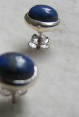 Earring silver stud with  lapis lazuli stone