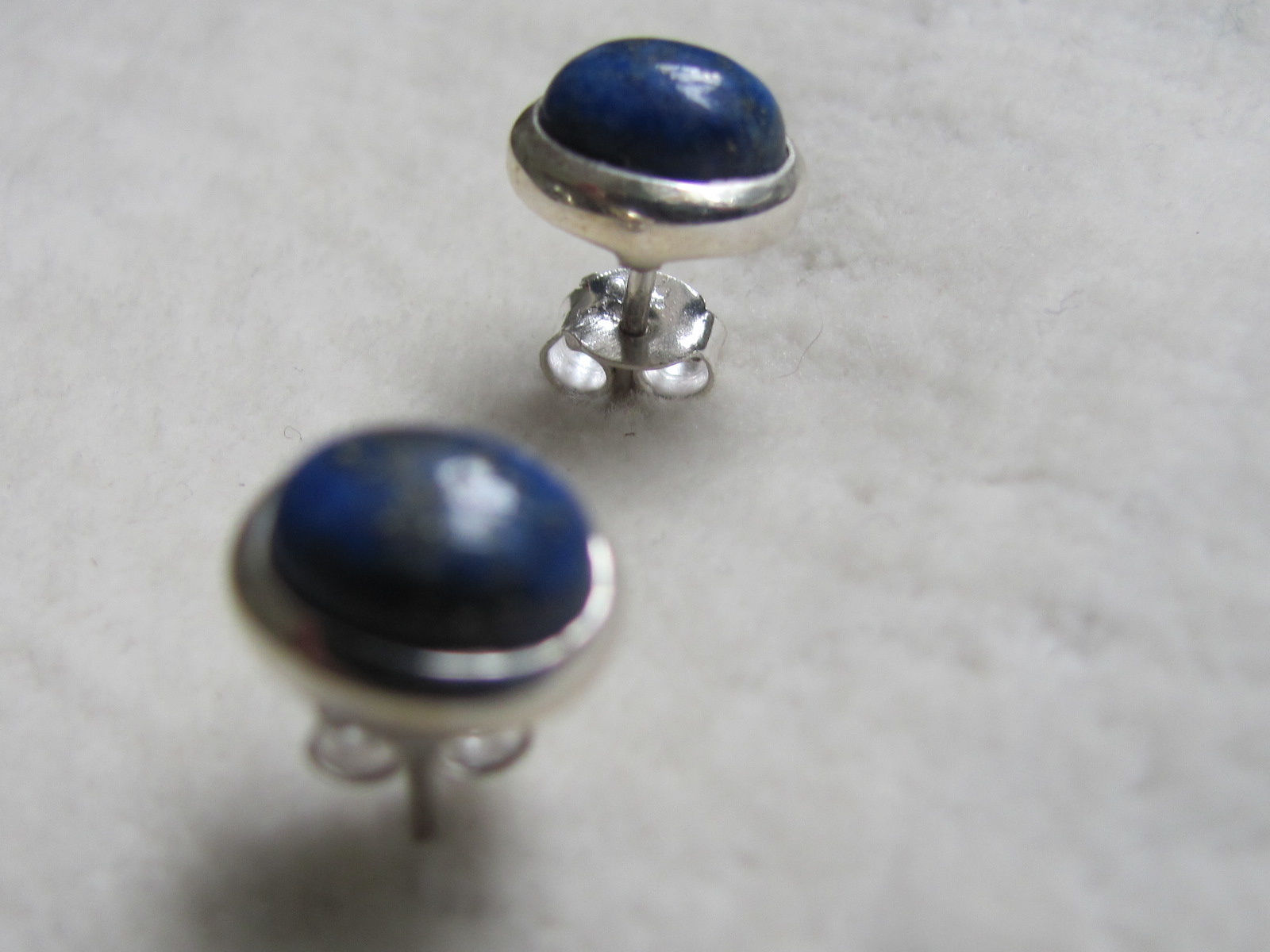 Earring silver stud with  lapis lazuli stone