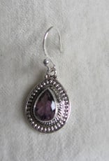 Earring silver with hand faceted   amethyst stone