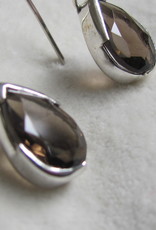 Earring silver dormeusse with smokey quarts