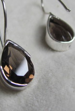 Earring silver dormeusse with smokey quarts