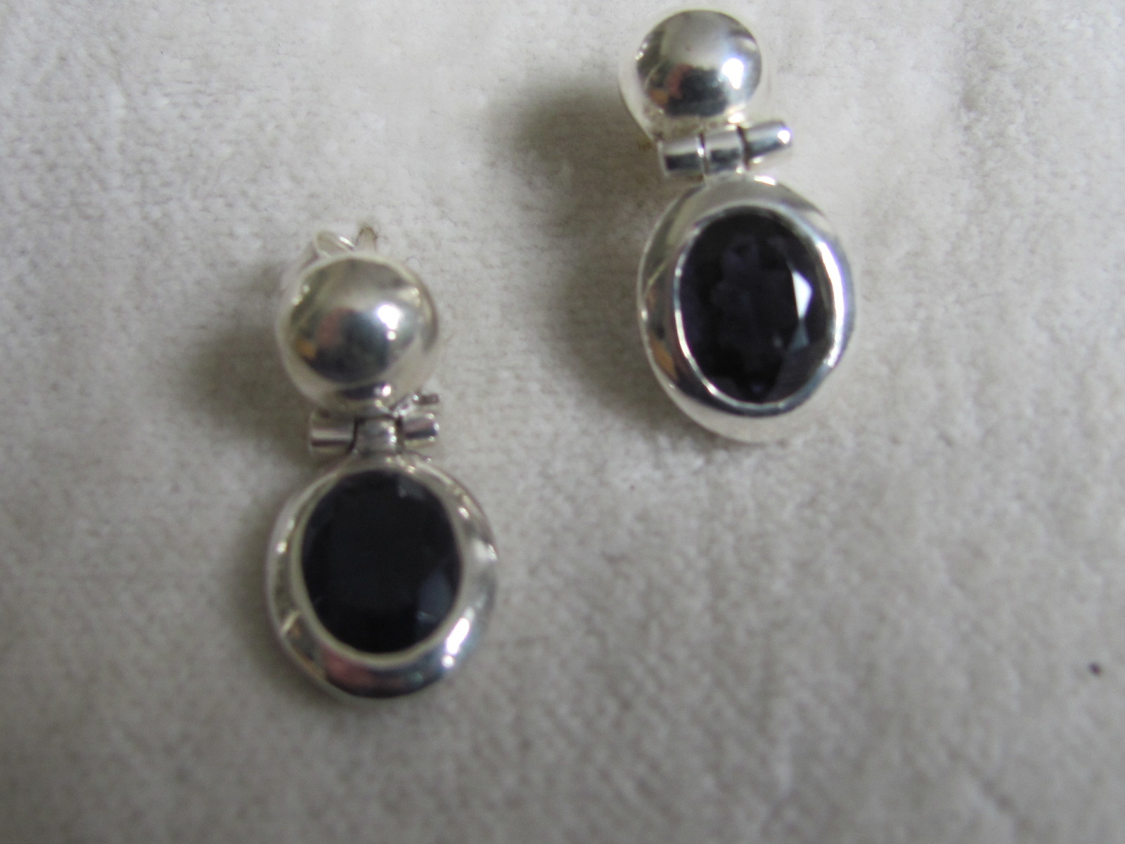 Earring silver stud with  iolite stone