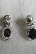 Earring silver stud with  iolite stone