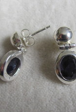 Earring silver stud with  iolite stone
