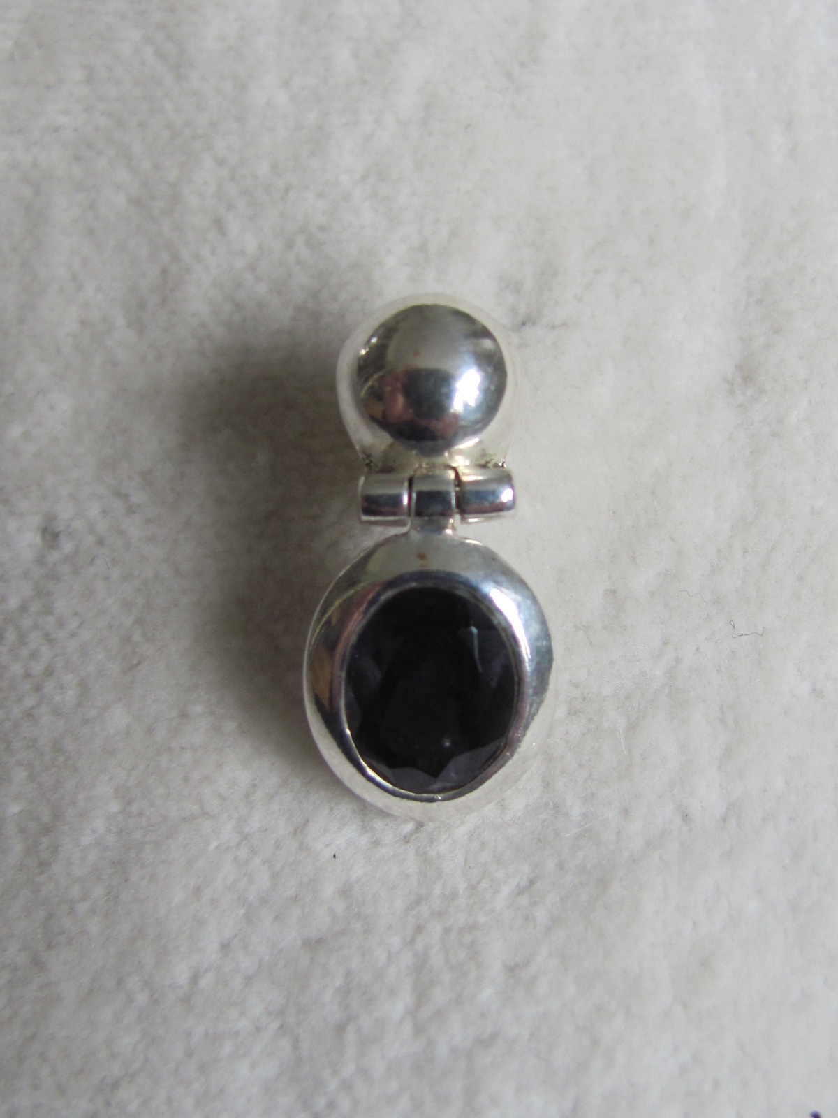 Earring silver stud with  iolite stone