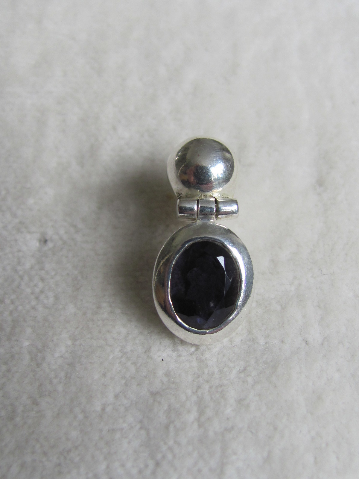 Earring silver stud with  iolite stone