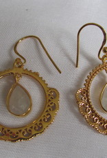 Earring gold on silver silver rainbow moonstone