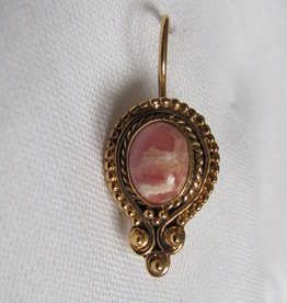 Earring gold on silver with  rhodocrosite