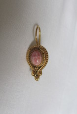 Earring gold on silver with  rhodocrosite