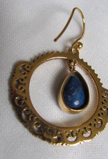 Earring gold on silver with facet cut  lapis lazuli
