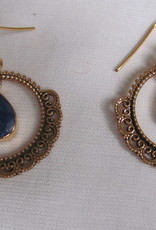 Earring gold on silver with facet cut  lapis lazuli