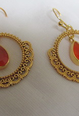 Earring gold on silver with cornelian