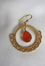 Earring gold on silver with cornelian