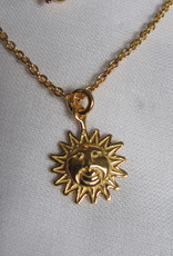 Necklace gold on silver sun charm pendant