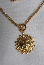 Necklace gold on silver sun charm pendant