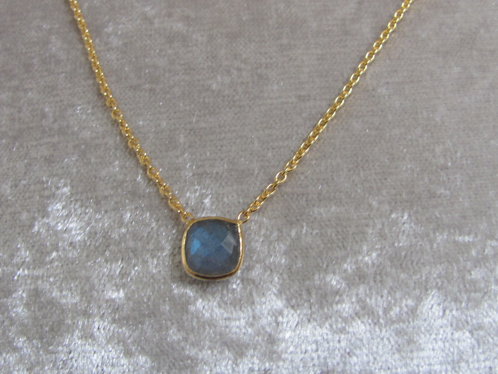 Necklace gold on silver with labradorite