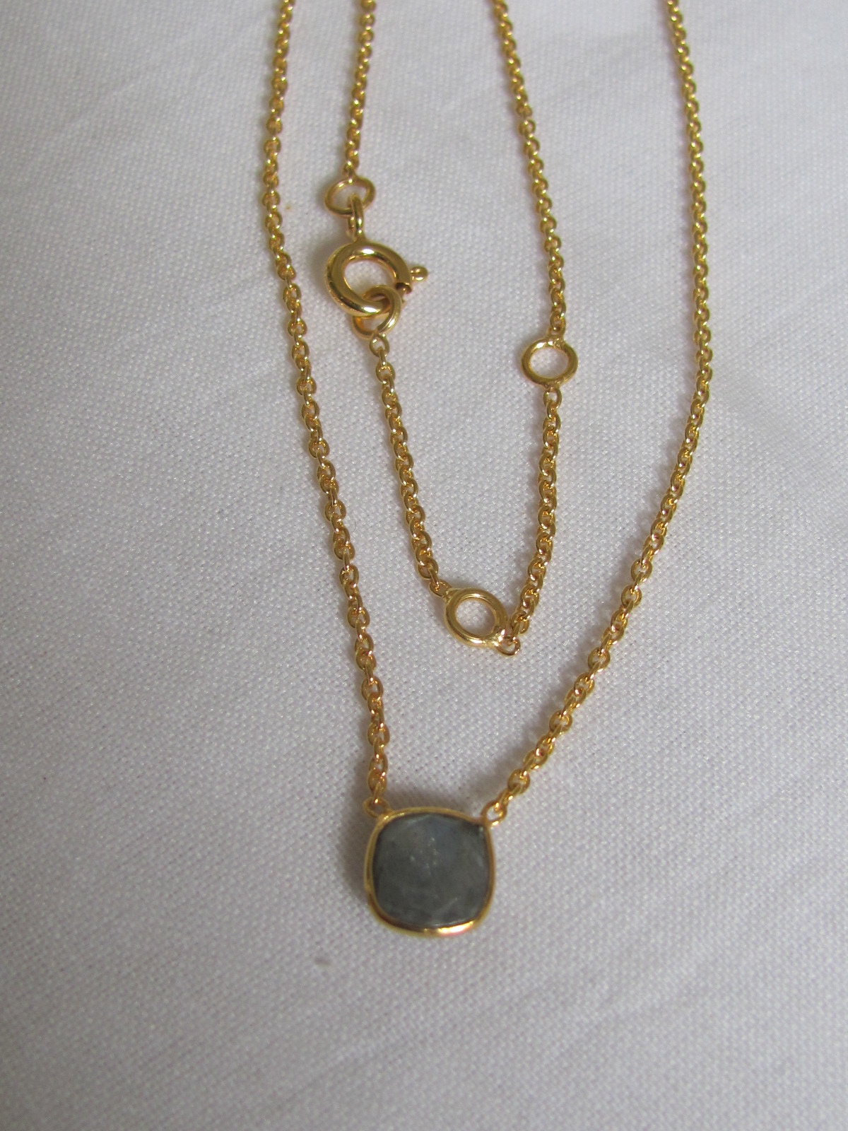 Necklace gold on silver with labradorite